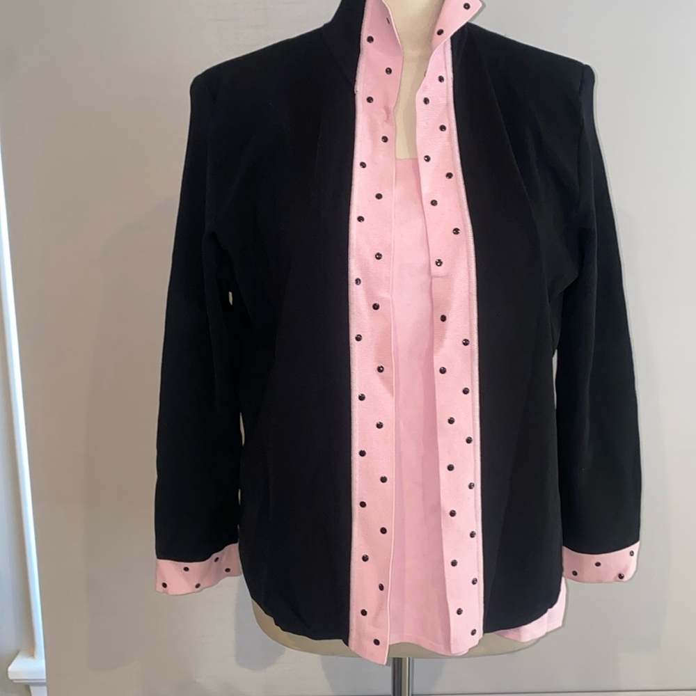 Royal Black and Pink knit Women's twin set
